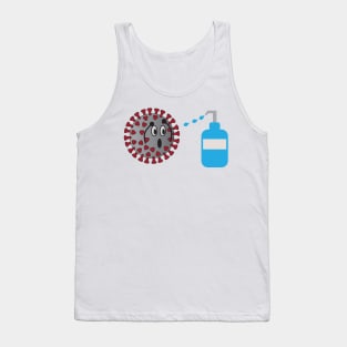 Coronavirus Character afraid Of Liquid Soap Tank Top